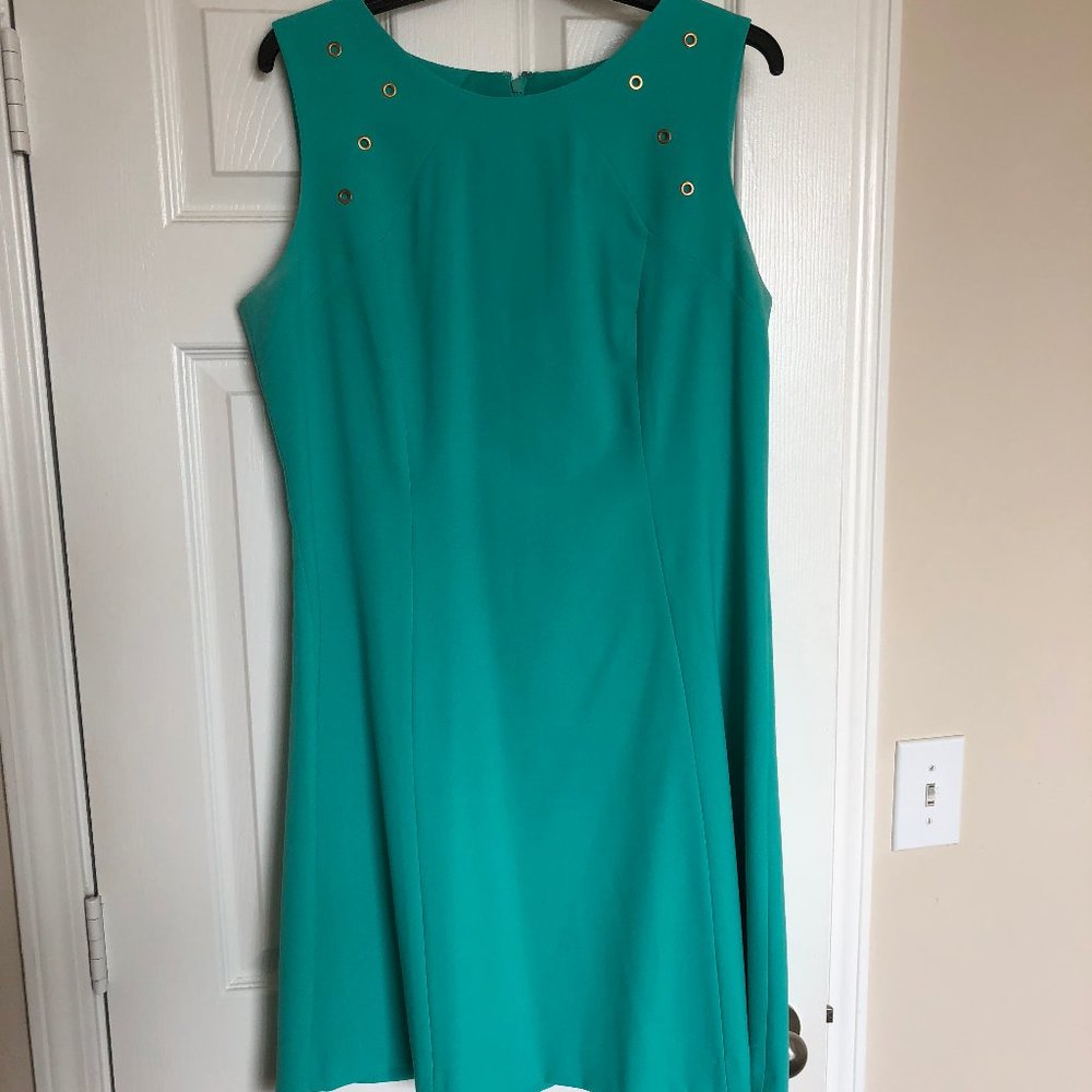 Size 14 Teal Gold Grommet Dress